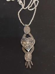 Savatlı Kolye, Osmanlı Düşük Ayar Gümüş Savatlı Kolye.