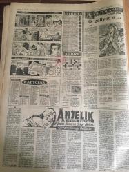 YENİ SABAH GAZETESİ  18 KASIM 1962 YIL :25 SAYI :8508---Doğudaki dağlarda 3000 şaki yaşıyor ---Tabancalı  mühendis dün de bulunamadı ---Eminsu MDO ve SDK aleyhinde ---Resmi dairede  fuhuş yapanlar  yakalandı ---AP 'ye  göre  plan demokratik  değil ---Küfür Oyunu : Siyavuşgil ---85 bin liralık  tebligat yolsuzluğu ile  ilgili 2 kişi daha tevkif edildi ---Sinemalar :Atlas :Maceralar Yolunda ,İnci : Çam Sakızı ,Konak :Casuslar Çarpışıyor ---İki genç  ,Salihli  gar  gişesini  soymak istedi ---Galatasaray -Bytom --Bu gece Yugoslavya ile  finali  oynuyoruz ---K.Paşa :1 İz.Spor :0---Vefa 'nın  yeni  tertibi A.Ordu ile yenişemedi ---Sürpriz  :K.Yaka D.Sporu  1-0 yendi ----  Sinema Tiyatro :Artık Yerli  Film Kompleksinden Kurtulmalıyız ---Mylene Demongeot ---Tijen Par 'a  dikkat ediniz --- Belgin  Doruk ,Göksel Arsoy : Ayımasalı ,Çikolata ,Sevgilim ,Çalı Kuşu ---Uğur Başaran  :Sahneye ablası  hastalanınca  apar topar  çıktı ---Hayat Bazen Tatlıdır :Zeki Müren ,Belgin Doruk , Suna  Pekuysal --
