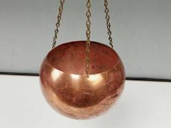 Eskilerden Askılı Yuvarlak Kasa Bakır Çiçeklik