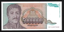 ** YUGOSLAVYA ( 5.000.000 * DİNARA ) 1993 - ÇİL