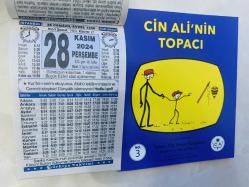 28 Kasım 2024 hediyelik orijinal Türkiye takvim yaprağı (Cin Ali kitabı hediyeli:)
