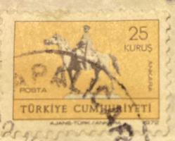 Mektup Zarfından Kesilmiş  / Postadan Geçmiş Pul Filateli -Damgalı -  ATLI ATATÜRK ANKARA , 25 KURUŞ - Türkiye Cumhuriyeti - Turkish stamp