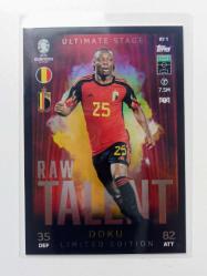 Topps Match Attax Euro 2024 Jeremy Doku Raw Talent Belçika RT 1 Limited Edition Futbolcu Kartı