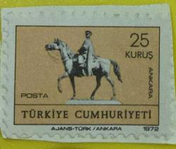 Mektup Zarfından Kesilmiş  / Postadan Geçmiş Pul Filateli -  ATLI ATATÜRK ANKARA, 25 KURUŞ  - Türkiye Cumhuriyeti - Turkish Stamp