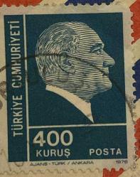 Mektup Zarfından Kesilmiş  / Postadan Geçmiş Pul Filateli -  Damgalı -  ATATÜRK,  400 KURUŞ  - Türkiye Cumhuriyeti - Turkish Stamp