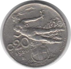 İtalya 20 Centesimi 1920 Çok Temiz