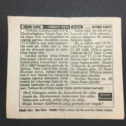17 NİSAN 1996-TAKVİM YAPRAĞI-DOĞUM GÜNÜ HEDİYESİ-TÜRKİYE GAZETESİ TAKVİMİ,PRO DR ALİ FUAT BAŞGİLİN VEFATI 1967,CUMHURBAŞKANI TURGUT ÖZALIN VEFATI 1993,TURGUT ÖZAL,İÇTİMA VAKTİ