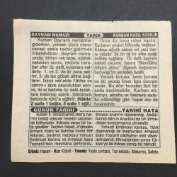 27 NİSAN 1996-TAKVİM YAPRAĞI-DOĞUM GÜNÜ HEDİYESİ-TÜRKİYE GAZETESİ TAKVİMİ,2.ABDULHAMİDİN TAHTDAN İNDİRİLİŞİ,1909,BAYRAM NAMAZI ,KURBAN NASIL KESİLİR