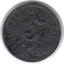 Almanya 5 Fenik 1910 Temiz