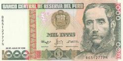 Koleksiyon Ürünü Peru, 1000 İntis, Çil, 1988 Basımlı