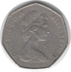 İngiltere 50 Pence 1969 Çok Temiz