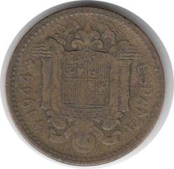 İspanya 1 Peseta 1944 Çok Temiz