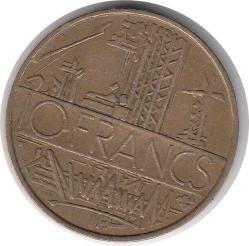 Fransa 10 Frank 1975 Çok Temiz