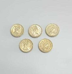 5 Adet 1983  İngiltere Elizabeth II  One Pound  Madeni Paralar