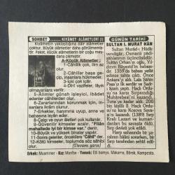 20 HAZİRAN 1996 -TAKVİM YAPRAĞI-DOĞUM GÜNÜ HEDİYESİ-TÜRKİYE GAZETESİ TAKVİMİ,EN UZUN GÜNLERİN BAŞLANGICI,KIYAMET ALAMETLERİ,SULTAN 1.MURAT