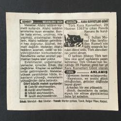28 HAZİRAN 1996 -TAKVİM YAPRAĞI-DOĞUM GÜNÜ HEDİYESİ-TÜRKİYE GAZETESİ TAKVİMİ,KARA KUVVETLERİNİN KURULUŞU 1363,KARA KUVVETLERİ GÜNÜ,İZMİTİN KURTULUŞU,MELEKLERE İMAN,