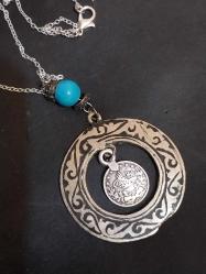 Savatlı Kolye, Osmanlı Düşük Ayar Gümüş Savatlı Kolye.