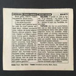 31 TEMMUZ 1996 -TAKVİM YAPRAĞI-DOĞUM GÜNÜ HEDİYESİ-TÜRKİYE GAZETESİ TAKVİMİ,İMAMI AHMED BİN HANBELİN VEFATI 855,ÖRNEK NAMAZ,MANTI,
