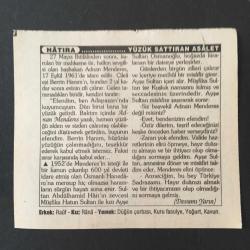 16 EYLÜL 1996 -TAKVİM YAPRAĞI-DOĞUM GÜNÜ HEDİYESİ-TÜRKİYE GAZETESİ TAKVİMİ,SÜLEYMAN EFENDİNİN VEFATI 1959,FATİN RÜŞTÜ ZORLU VE HASAN POLATKANIN İDAMLARI 1961,YÜZÜK SATTIRAN ASALET