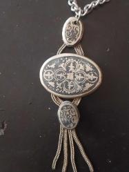 Savatlı Kolye, Osmanlı Düşük Ayar Gümüş Savatlı Kolye.