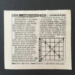 10 KASIM 1996 -TAKVİM YAPRAĞI-DOĞUM GÜNÜ HEDİYESİ-TÜRKİYE GAZETESİ TAKVİMİ,ATATÜRK ÜN ÖLÜMÜ,1938,ATATÜRK HAFTASI,KIRLARELİNİN KURTULUŞU,1922,VARNA ZAFERİ 1444,MANZUM ATASÖZLERİ,