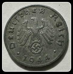 LOT.14 » 1944-1 REICHS-PFENNIG “F” (1 Reichspfennig) Nazi Almanyası (3. Reich) Gamalı Haç (Svastika) YBMNAZİ1