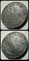 1944-1 REICHS-PFENNIG “F” (1 Reichspfennig) Nazi Almanyası (3. Reich) Gamalı Haç (Svastika) YBMNAZİ1