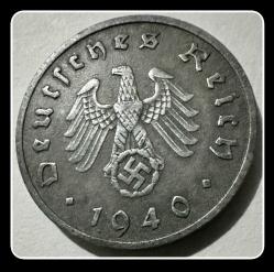 1940-10 REICHS-PFENNIG “F” (10 Reichspfennig) Nazi Almanyası (3. Reich) Gamalı Haç (Svastika) YBMNAZİ10