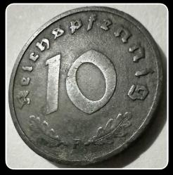 1940-10 REICHS-PFENNIG “F” (10 Reichspfennig) Nazi Almanyası (3. Reich) Gamalı Haç (Svastika) YBMNAZİ10