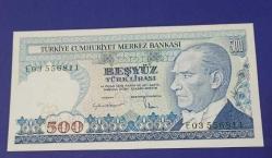 7 Emisyon 2 Tertip 500 Lira Çil E 03 Seri 1984-89)