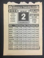 2 ŞUBAT 2004 -TAKVİM YAPRAĞI-DOĞUM GÜNÜ HEDİYESİ-BİZİM ANADOLU TAKVİMLERİ,KURBAN BAYRAMI 2.GÜN,KURBAN NASIL KESİLİR