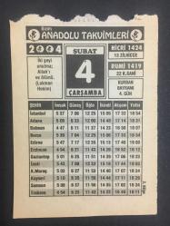 4 ŞUBAT 2004 -TAKVİM YAPRAĞI-DOĞUM GÜNÜ HEDİYESİ-BİZİM ANADOLU TAKVİMLERİ,KURBAN BAYRAMI 4.GÜN,HADİS İ ŞERİF