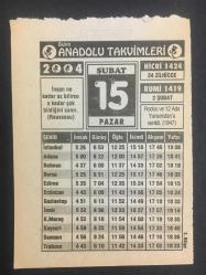 15 ŞUBAT 2004 -TAKVİM YAPRAĞI-DOĞUM GÜNÜ HEDİYESİ-BİZİM ANADOLU TAKVİMLERİ,RODOS VE 12 ADA YUNANİSTANA VERİLDİ,1947,FIKRA