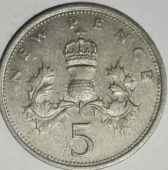 İNGİLTERE 1971   5 NEW PENCE