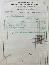 Efemera - OTOMOBİL PARÇALARI FATURASI - 9 MAYIS 1953 - ŞÖFÖRLER PAZARI - MUZAFFER KAPTANAĞASI - ŞİLE, ÜSKÜDAR , İSTANBUL - AHMET ÇAYIROĞLU - ISLAK İMZALI, KAŞELİ DAMGA PULU  - 28 x 21 cm EBATLI ORİJİNAL FATURA - kitantik - kitaLog