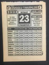 23 ŞUBAT 2004 -TAKVİM YAPRAĞI-DOĞUM GÜNÜ HEDİYESİ-BİZİM ANADOLU TAKVİMLERİ,HZ.PEYGAMBER VEDA HUTBESİNİ VERDİ 632,KARA TOPRAK