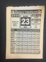 23 MART 2004 -TAKVİM YAPRAĞI-DOĞUM GÜNÜ HEDİYESİ-BİZİM ANADOLU TAKVİMLERİ,SAİD İ NURSİNİN VEFATI,1960,ANNE SÜTÜNÜN YARARLARI