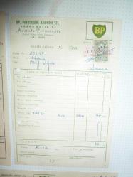 BP PETROLLERİ ADANA SATICISI MUSTAFA FİKİRCİOĞLU PETROL BAYİİ FATURASI 1962 YILI PULLU 4 ÇEŞİT