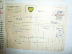 BP PETROLLERİ ADANA SATICISI MUSTAFA FİKİRCİOĞLU PETROL BAYİİ FATURASI 1962 YILI PULLU 4 ÇEŞİT
