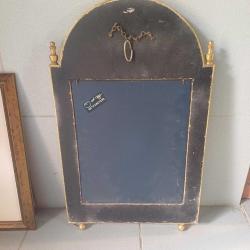 Ahşap Edirnekari  Masif Çerçeveli,Bizoteli Duvar Aynası Siyah ve Altın