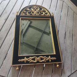 Ahşap Edirnekari  Masif Çerçeveli,Bizoteli Duvar Aynası Siyah ve Altın