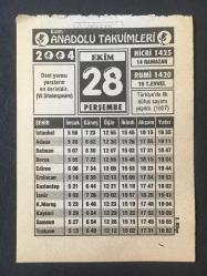 28 EKİM 2004 -TAKVİM YAPRAĞI-DOĞUM GÜNÜ HEDİYESİ-BİZİM ANADOLU TAKVİMLERİ,TÜRKİYEDE İLK NÜFUS SAYIMI YAPILDI 1927,TARİH ,SURRE ALAYLARI