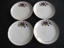 SÜMERBANK PORSELENİ - TABAK - ÇAPI 24,4 CM - 4 ADET - DAĞ MENEKŞESİ RESİMLİ