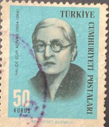 Mektup Zarfından Kesilmiş / Postadan Geçmiş Pul Filateli - Damgalı - HALİDE EDİP ADIVAR 1884-1964, 50 KURUŞ - Türkiye Cumhuriyeti - Turkish Stamp