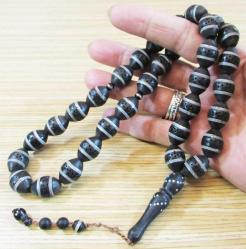 EsKi İRAN İşÇİlİğİ SİYAH FİBER 33 LüK TESBİH...12x15,5mm