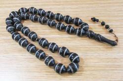 EsKi İRAN İşÇİlİğİ SİYAH FİBER 33 LüK TESBİH...12x15,5mm