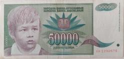 YUGOSLAVYA 50000 DINARA 1992 ORJİNAL KAĞIT PARA ÇOK ÇOK TEMİZ AH 1292675