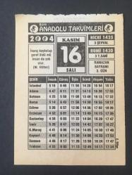 16 KASIM 2004 -TAKVİM YAPRAĞI-DOĞUM GÜNÜ HEDİYESİ-BİZİM ANADOLU TAKVİMLERİ,RAMAZAN BAYRAMI 3.GÜN,NÜKTE