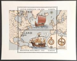 +++ ISLAND KAŞİF ve KEŞİFLER , GEMİ   HATIRA BLOK    1992    - DAMGASIZ