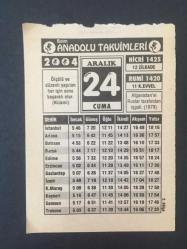 24 ARALIK 2004 -TAKVİM YAPRAĞI-DOĞUM GÜNÜ HEDİYESİ-BİZİM ANADOLU TAKVİMLERİ,AFGANİSTANIN RUSLAR TARAFINDAN İŞGALİ 1979,NÜKTE